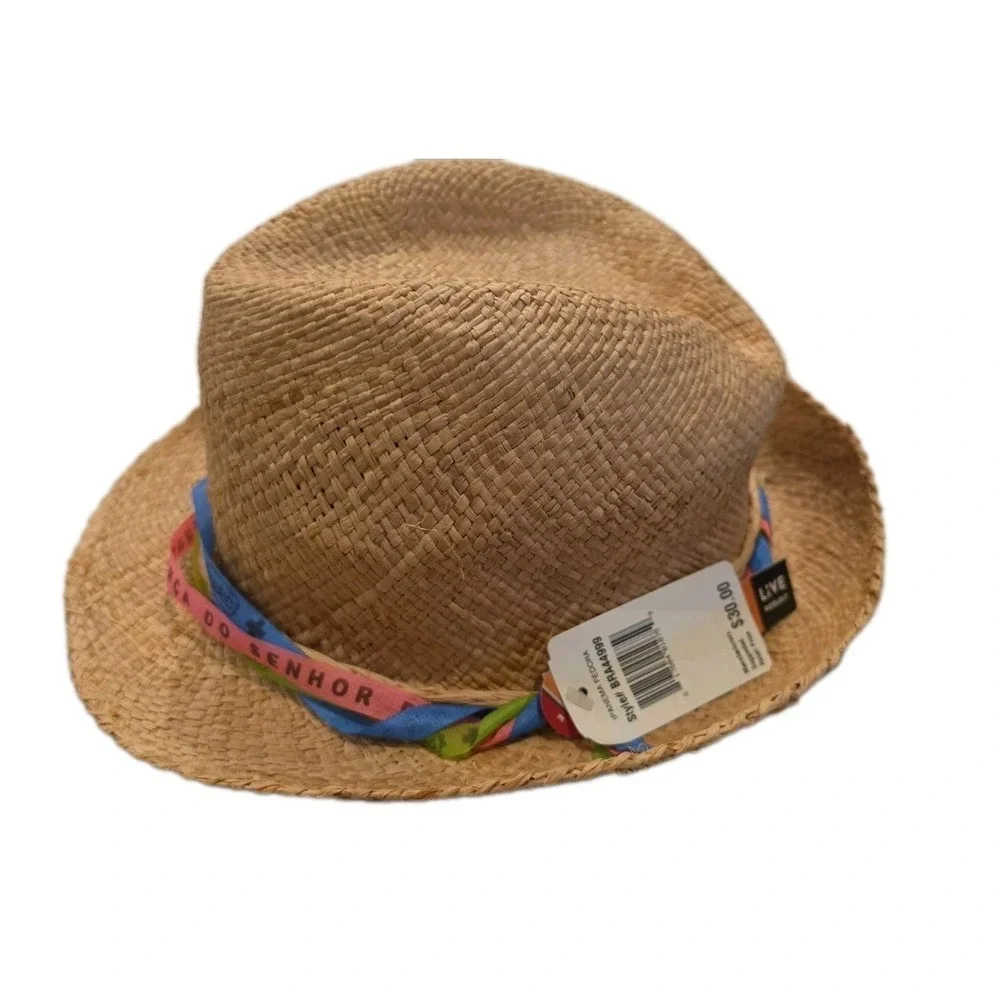 NWT Straw Fedora Sun Hat Boho Chic Cottagecore Coastal Beach Vacation Wear SZ OS